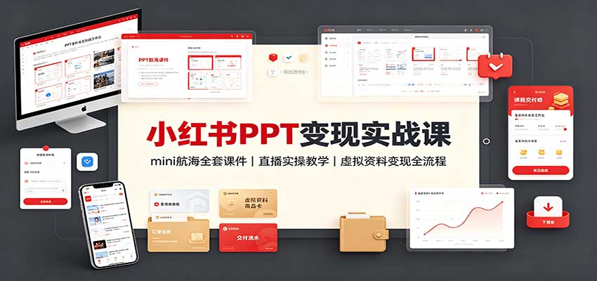 小红书PPT变现实战课:mini航海全套课件+直播实操教学,虚拟资料变现全流程-橙心云网创