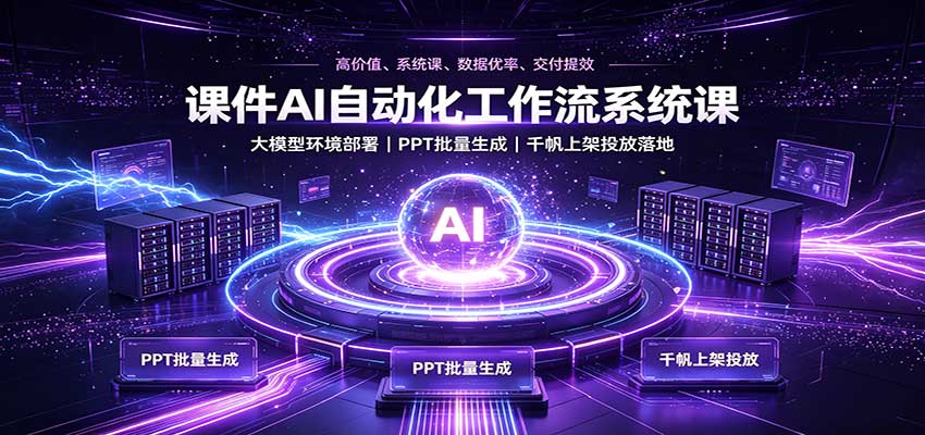 课件AI自动化工作流系统课：大模型环境部署，PPT批量生成，千帆上架投放落地-橙心云网创