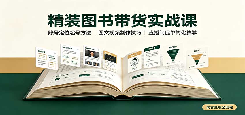 精装图书带货实战课:账号定位起号方法,图文视频制作,促单转化教学-橙心云网创