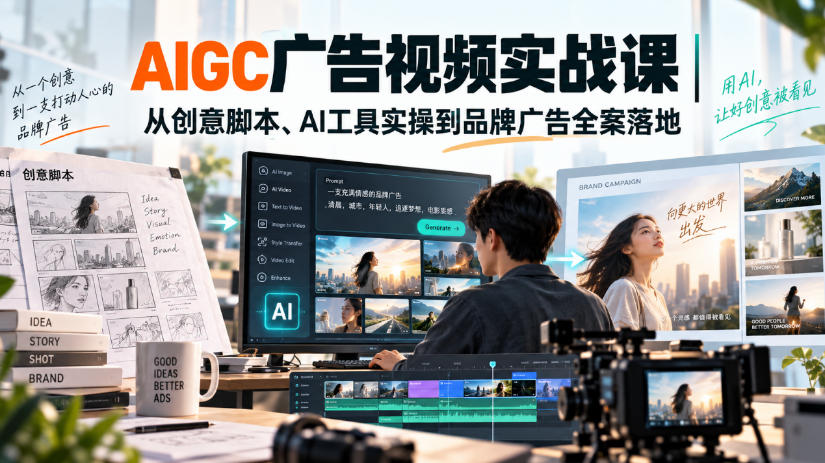 AIGC广告视频实战课|从创意脚本、AI工具实操到品牌广告全案落地-橙心云网创