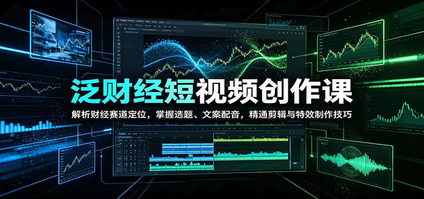 泛财经短视频创作课：解析财经赛道定位，掌握选题、文案配音，精通剪辑与特效制作技巧-橙心云网创