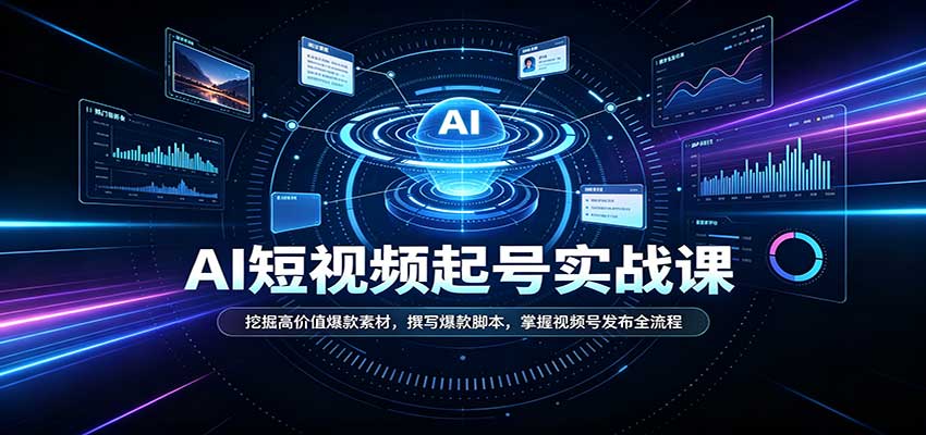 短视频AI起号实战课：挖掘高价值爆款素材，撰写爆款脚本，掌握视频号发布全流程-橙心云网创