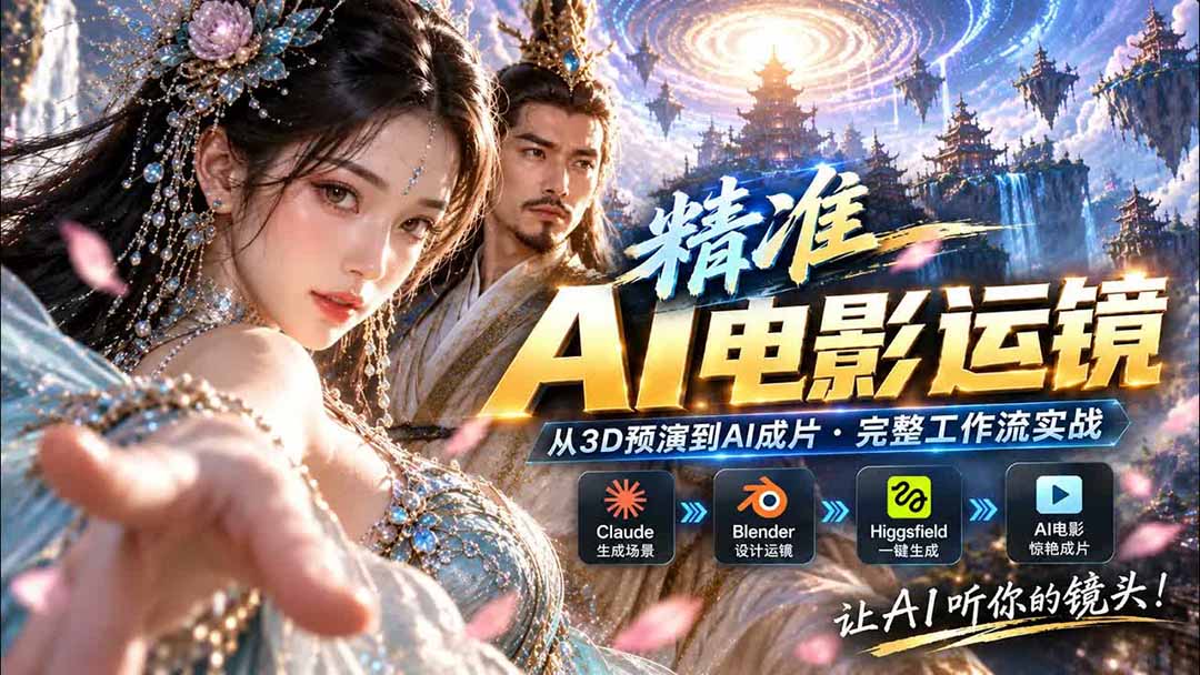 AI视频终于能精准运镜了！Claude + Blender + Higgsfield 免费插件实测-橙心云网创