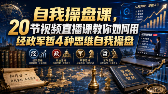 【无水印】自我操盘课,20节视频直播课教你如何用经政军哲4种思维自我操盘(更新0924)-橙心云网创