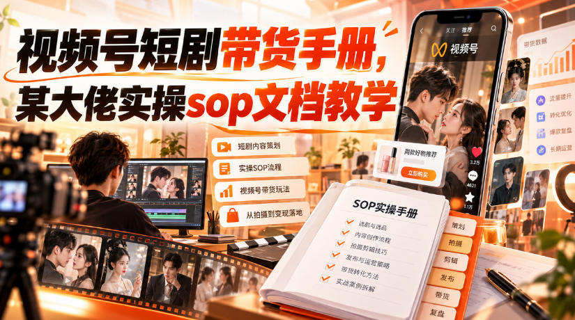 视频号短剧带货手册,某大佬实操sop文档教学-橙心云网创