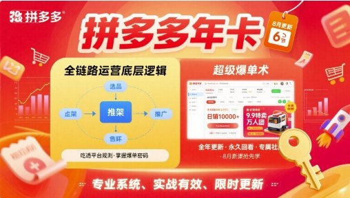 拼多多年卡,拼多多全链路运营底层逻辑,超级爆单术【更新26年10月】-橙心云网创