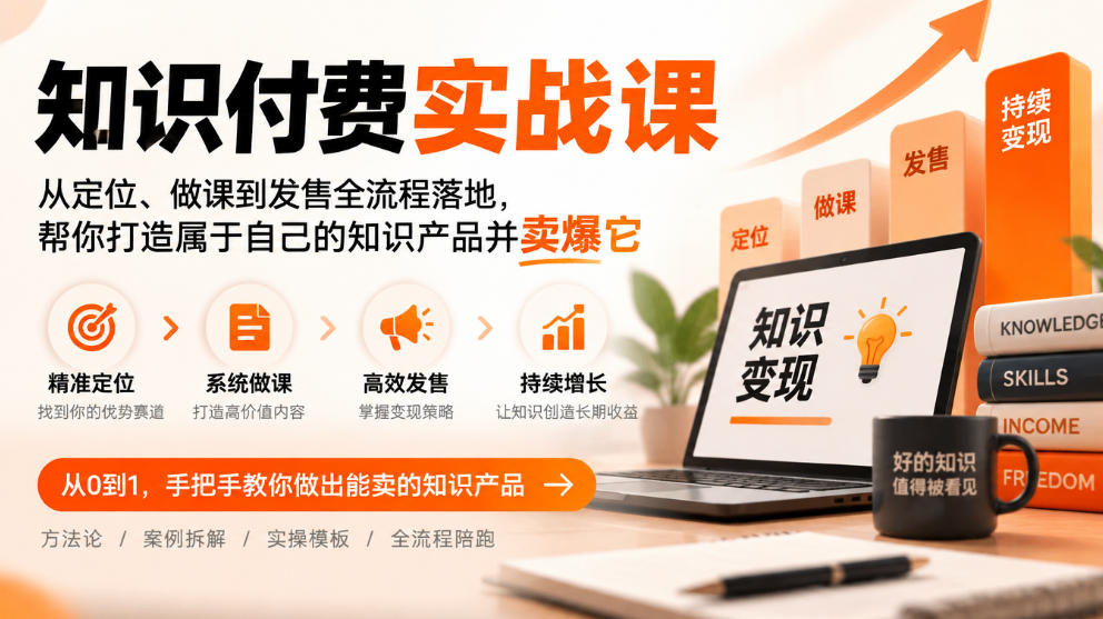 知识付费实战课:从定位、做课到发售全流程落地,帮你打造属于自己的知识产品并卖爆它-橙心云网创