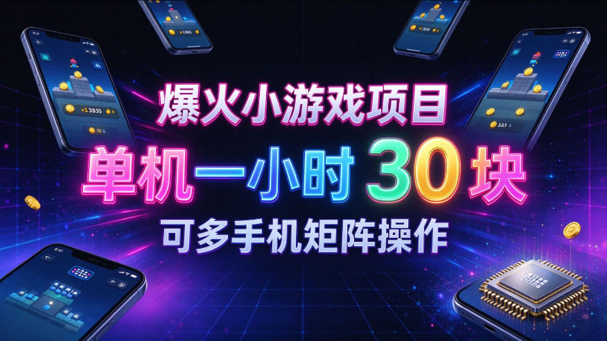 爆火小游戏撸金项目,实测单机一小时30+,可多手机矩阵操作,新手看完一遍就能上手【揭秘】-橙心云网创