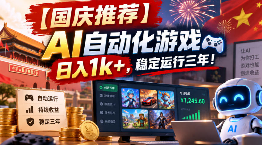【国庆推荐】AI自动化游戏,日入1k+,操作简单,稳定运行三年!【揭秘】-橙心云网创