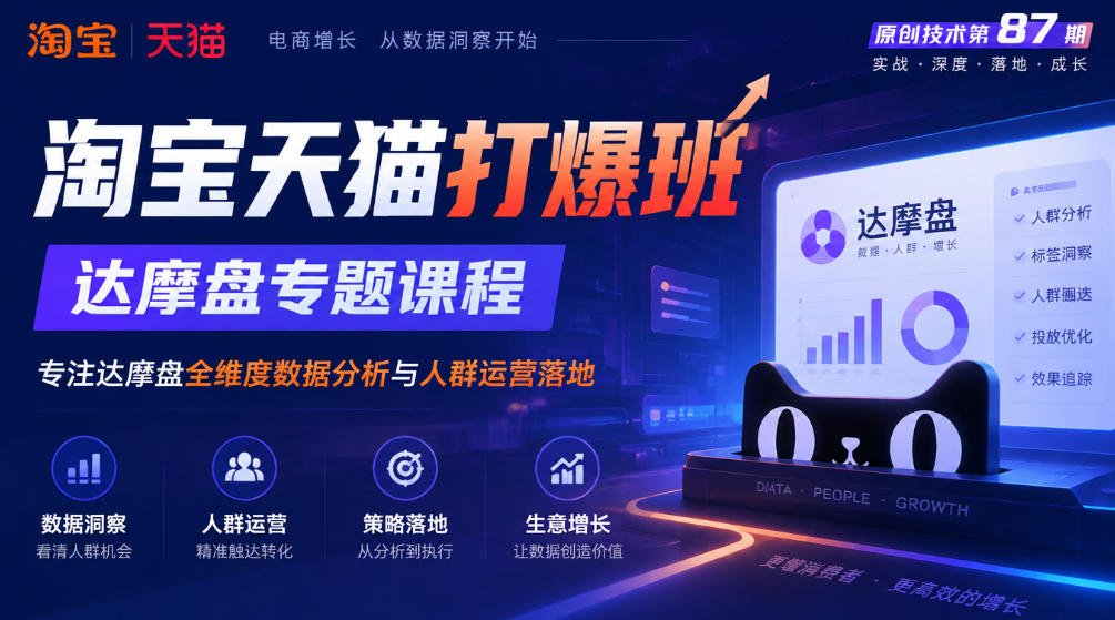 《淘宝天猫打爆班》原创技术第87期,达摩盘专题课程,专注达摩盘全维度数据分析与人群运营落地-橙心云网创