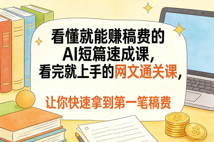 看懂就能賺稿费的AI短篇速成课，看完就上手的网文通关课，让你快速拿到第一笔稿费(更新1008)-橙心云网创