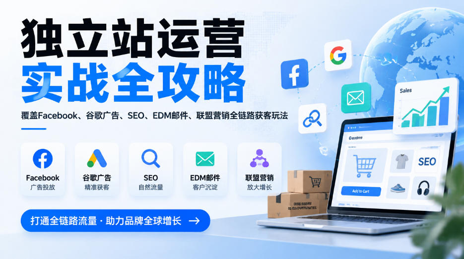 独立站运营实战全攻略，覆盖Facebook、谷歌广告、SEO、EDM邮件、联盟营销全链路获客玩法(更新2026)-橙心云网创