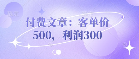 付费文章:客单价500,利润300-橙心云网创
