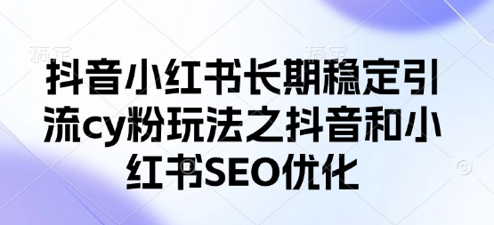 抖音小红书长期稳定引流cy粉玩法之抖音和小红书SEO优化-橙心云网创