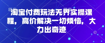 淘宝付费玩法无界实操课程，高价解决一切烦恼，大力出奇迹-橙心云网创