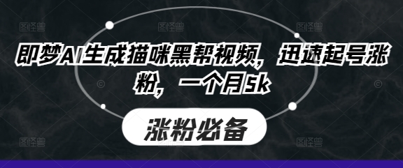 即梦AI生成猫咪黑帮视频，迅速起号涨粉，一个月5k-橙心云网创