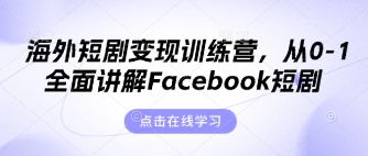 海外短剧变现训练营,从0-1全面讲解Facebook短剧-橙心云网创
