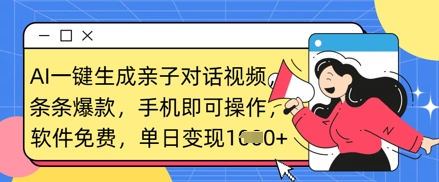 AI一键生成亲子对话视频,条条爆款,一部手机即可操作,单日变现数张-橙心云网创