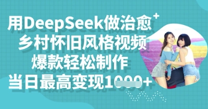 用DeepSeek做治愈乡村怀旧风格视频,爆款轻松制作,当日最高变现多张-橙心云网创